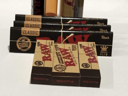 RAW Black King Size Slim Rolling 3 pack With Wide 2 Filter pack