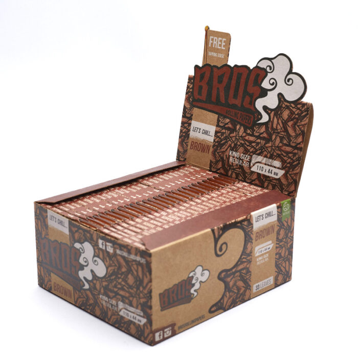 Bros-Brown-Rolling-Paper-33-Leaves50-Leaves-55-Leaves.jpg Bros without filters Full Box (50 Packs) - Image 1
